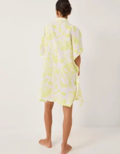 Adele Tropical Print Mini Shirt Dress Green