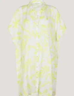 Adele Tropical Print Mini Shirt Dress Green