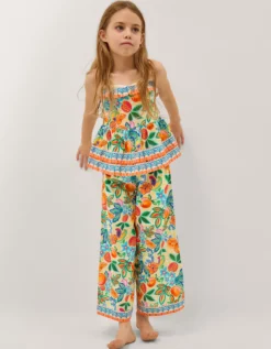 Alani Fruit Print Top & Trouser Set Yellow
