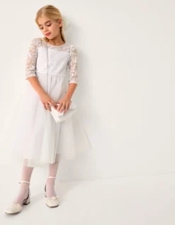 Alberta Rose Lace Communion Dress White