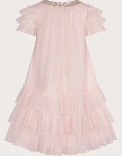 Alexandria Sequin Ruffle Tulle Swing Dress Pink