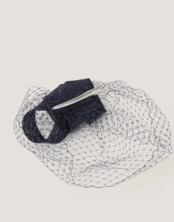 Alexia Twist Veil Fascinator Hair Slide Blue