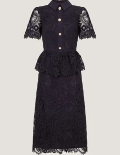 Alice Lace Peplum Midi Dress Blue