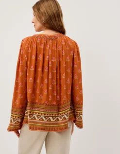 Amaya Floral Print Blouse Orange