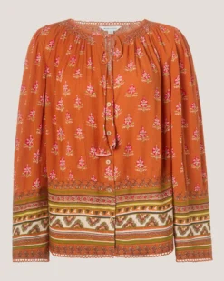 Amaya Floral Print Blouse Orange