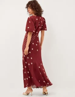 Amaya Puff Sleeve Polka Dot Maxi Dress Red