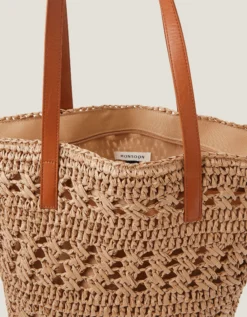Amber Raffia Crochet Tote Bag