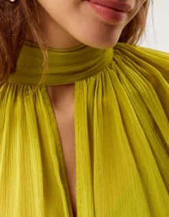 Amelia Scarf Neck Cape Midi Dress Green