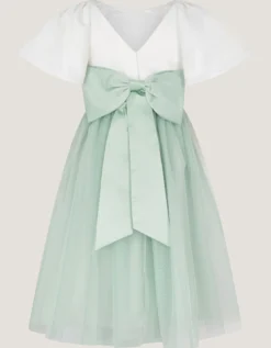 Angelica Bow Tulle Flower Girl Dress Green
