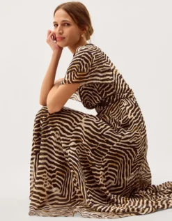 Annie Animal Print Midi Dress Brown