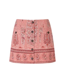 Antik Batik Tajara Paisley Quilted Mini Skirt Orange