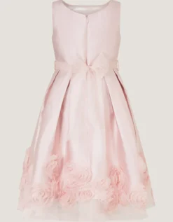 Appliqué Rose Party Dress Pink