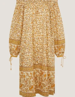 Ari Bardot Floral Midi Dress Yellow