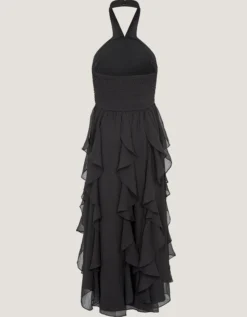 Arizona Halter Ruffle Prom Dress Black