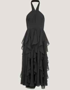 Arizona Halter Ruffle Prom Dress Black