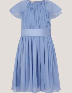 Ava Cape Sleeve Chiffon Bridesmaid Dress Blue