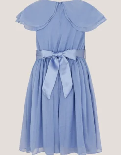 Ava Cape Sleeve Chiffon Bridesmaid Dress Blue