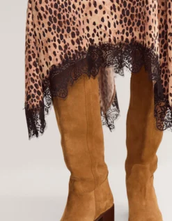 Babette Leopard Print Midi Slip Skirt Brown