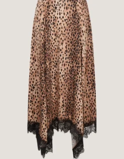 Babette Leopard Print Midi Slip Skirt Brown