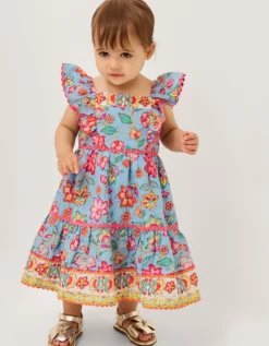 Baby Adara Floral Print Dress Blue