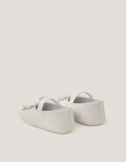 Baby Bow Glitter Booties & Headband Set Ivory