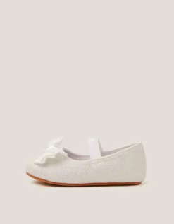 Baby Bow Glitter Walker Shoes Ivory