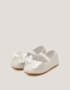 Baby Bow Glitter Walker Shoes Ivory
