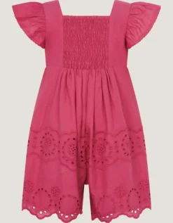 Baby Butterfly Broderie Romper Pink