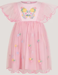 Baby Butterfly Tulle Jersey Dress Pink