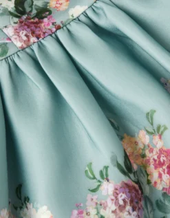 Baby Cassie Floral Print Ruffle Dress Green