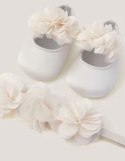 Baby Corsage Booties & Headband Set Ivory
