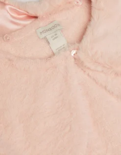 Baby Detachable Collar Fuzzy Cardigan Pink