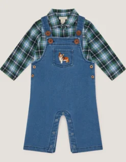 Baby Digby Denim Dungaree & Shirt Set Blue