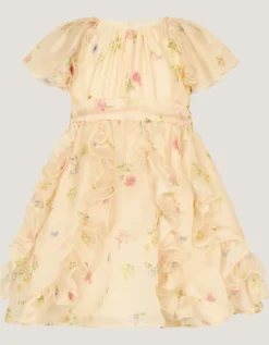 Baby Ditsy Floral Ruffle Party Dress Yellow