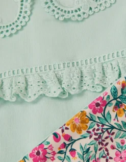Baby Embroidered Floral Top & Jogger Set Green