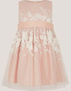 Baby Felicity Embroidered Floral Dress Pink