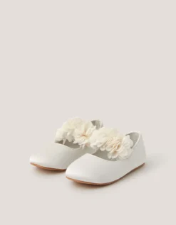 Baby Flower Pom Pom Walker Shoes Ivory
