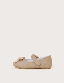 Baby Glitter Bow Walkers Gold