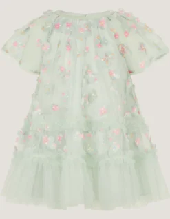 Baby Kala Floral Appliqué Party Dress Green