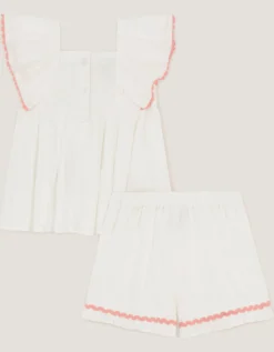 Baby Mermaid Embroidered Top & Shorts Ivory