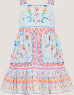 Baby Mermaid Print Dress Blue