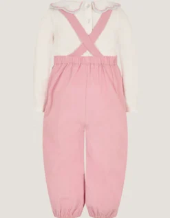 Baby Mon Cheri Embroidered Dungaree & Top Set Pink