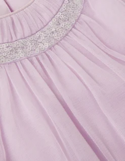 Baby Nessa Sparkle Collar Waterfall Dress Purple