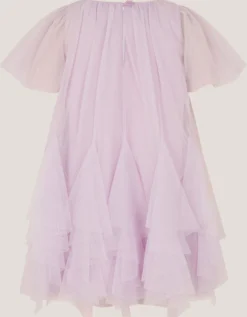 Baby Nessa Sparkle Collar Waterfall Dress Purple