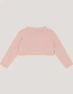 Baby Ottilie Appliqué Rose Cardigan Pink