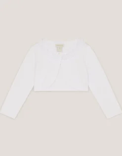 Baby Ottilie Appliqué Rose Cardigan White