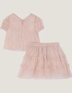 Baby Ruffle Pleated Top & Skirt Set Pink