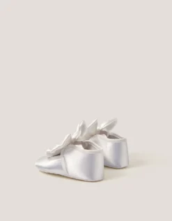 Baby Satin Bow Headband & Booties Set Ivory