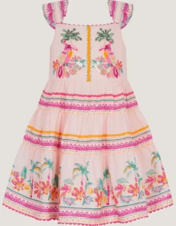 Baby Tina Tropical Toucan Tier Dress Pink