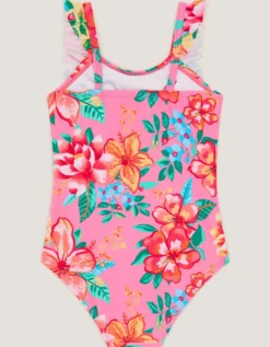 Baby Tropical Flower Frill Swimsuit Yellow